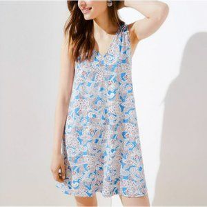 LOFT Blue Pink Sundress Sleeveless Scoop Neck Mini